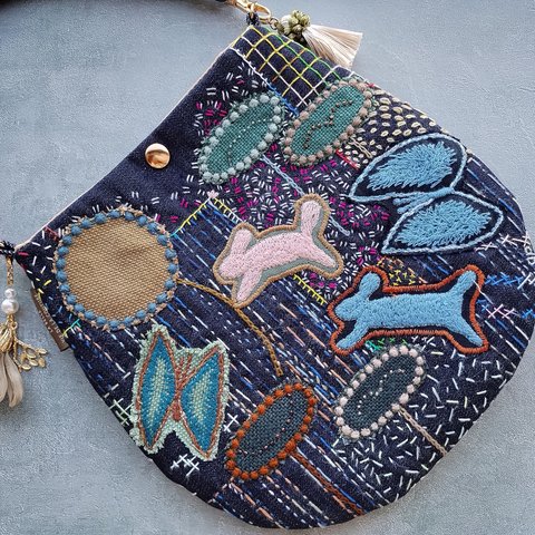 ✢幸 series✢ B6696　ハンドメイド　バッグ　刺繍　手刺繍