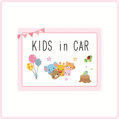 送料無料【№004】KIDS in CAR 車用セーフティーステッカー　マグネット　ベビー　女の子