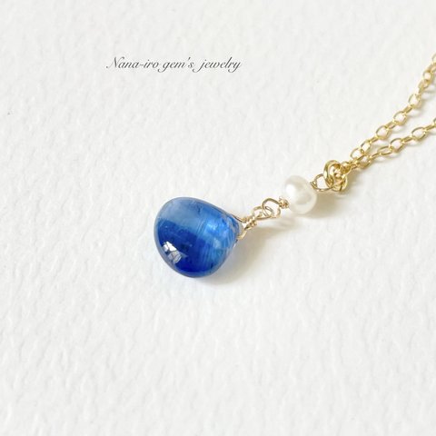 ＊1点もの＊14kgf kyanite × pearl necklace