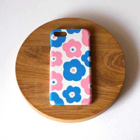 【iPhone / Android 各機種専用タイプ】側表面印刷＊ハード型＊スマホケース「popy (pink × blue)」