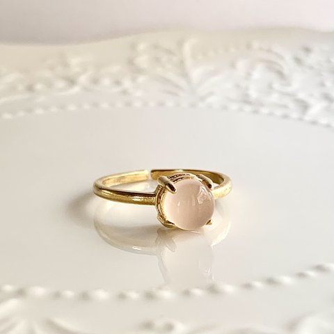 天然石 ピンクカルセドニーのリング　Minette☆ RING052  ❇︎  フリーサイズ 指輪　❇︎