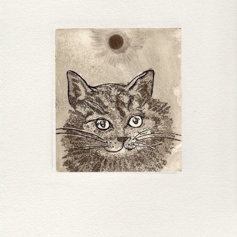 アートな猫さんの　小さな銅版画シート