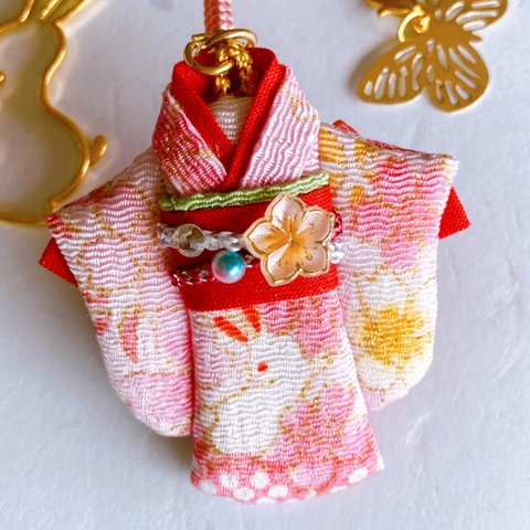 金彩入りちりめんウサギ🐇薄ピンク👘④