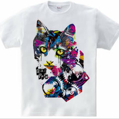 アートねこTシャツ「GEAR PAIN」