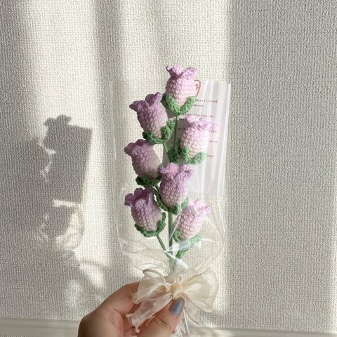 編み物のお花［カンパニュラ/釣鐘草］ピンク