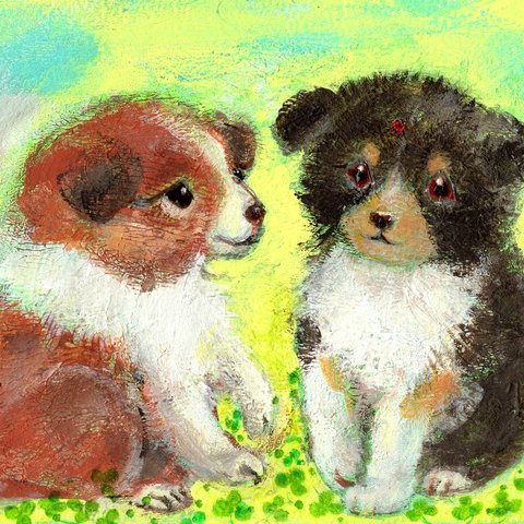 てんとう虫　（シェルティー子犬）絵を飾る暮らし