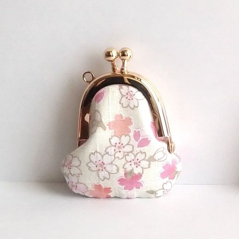 小さいがま口：豆姫：ちっちゃいがま口：littlie purse 389：かわいいがまぐち：小さな財布：桜,花,花吹雪,sakura