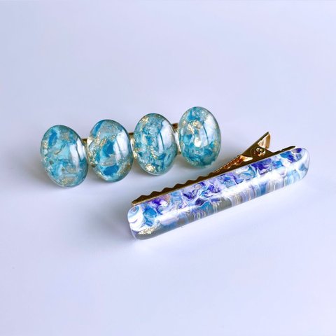 glass stick hydrangea hair clip