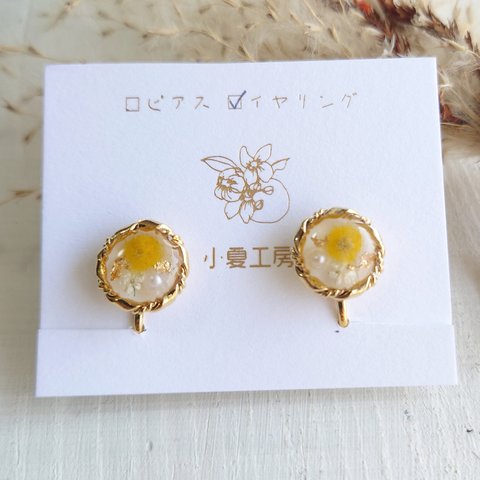 【ﾚｼﾞﾝｱｸｾｻﾘｰ】ミモザ　花　レジンピアス　レジンイヤリング