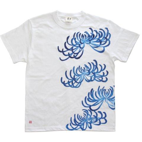 菊柄メンズTシャツ　手描きで描いた菊の花のTシャツ