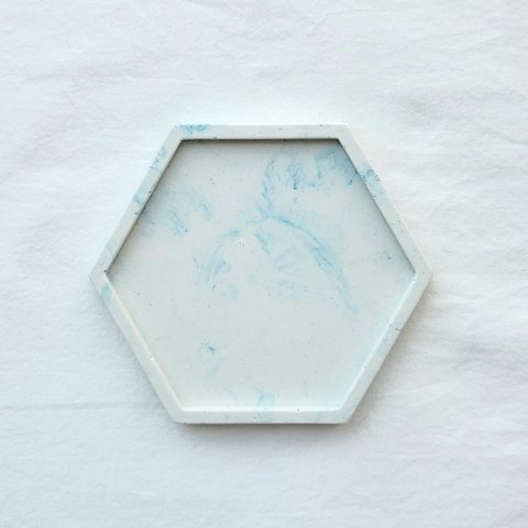 HEX tray / 六角形トレイ - white & blue