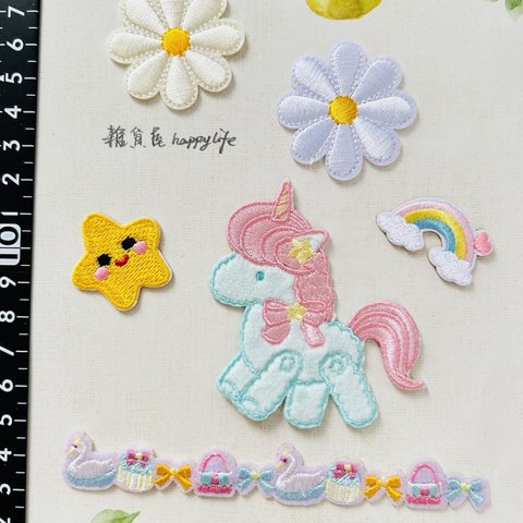 27かわいいユニコーン刺繍アイロンワッペン