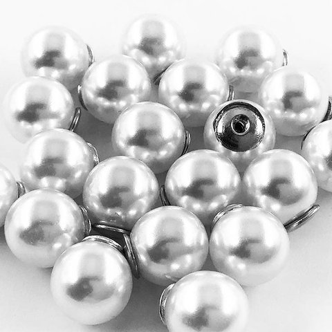 送料無料　パールキャッチ　プラ　8mm　20個　ホワイト　金具シルバー　ピアスキャッチ　ピアス金具　アクセサリー　パーツ　AP1070