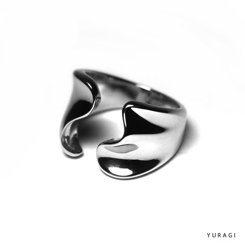 【stainless316L】silver design wave ring /金属アレルギー対応 サージカルステンレス