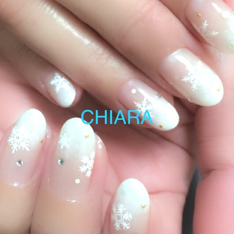 スノーホワイトネイル☆冬ネイルチップ