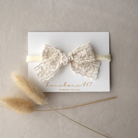 𖧷newborn〜𖧷lace ribbon bow  headband /hair pin/hair elastic