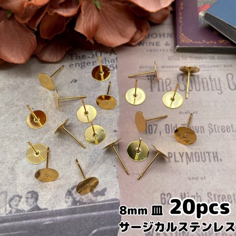 【knz6973psgr】【20個】【8ｍｍ皿】サージカルステンレス製 ピアス