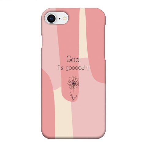 【送料無料】★iphoneケース★「God is gooood !!」 花柄ピンクデザイン