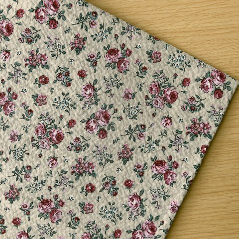 50*50【リップル】Antique Rose／ベージュ《 生地 リップル生地 コットン 綿 花柄 フラワー バラ 薔薇 ローズ 涼しい COTTONCANDY 夏 》