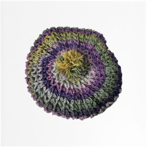 カラフルベレー帽🍇紫✖️カーキ色🥝(064)