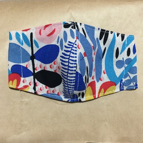 ハンドメイド★ジュニアキッズ用カラフル花柄ポケット付き立体インナーマスクカバー
