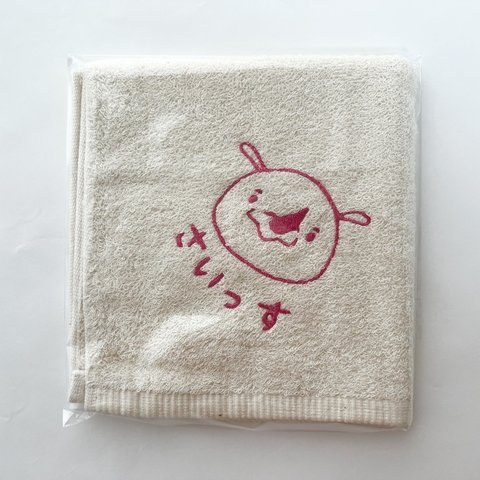 柔らかいハンドタオル　刺繍　動物　オーガニック