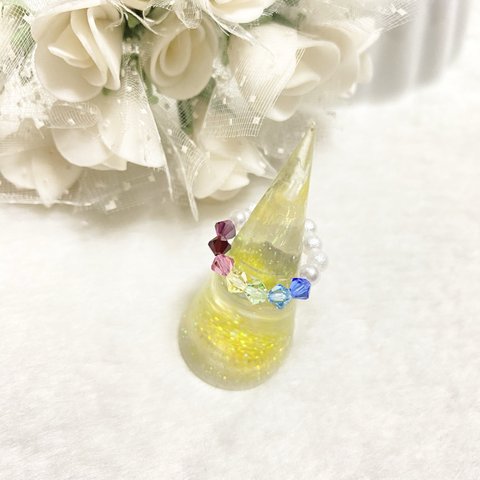 ♡NEW♡ 七色 ピンキーリング ♡ キラキラ の 虹色 が 可愛い ♡ アミュレット に◎