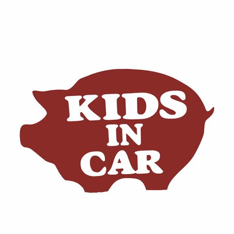 ★KIDS IN CAR★豚さん★ワインレッド色