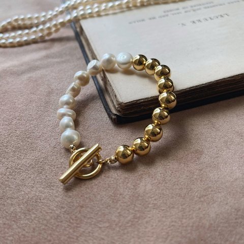 ball bracelet gold  淡水パール  