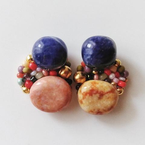 Sodalite + Ocean Agate + Brass beads+ Glass beads＊