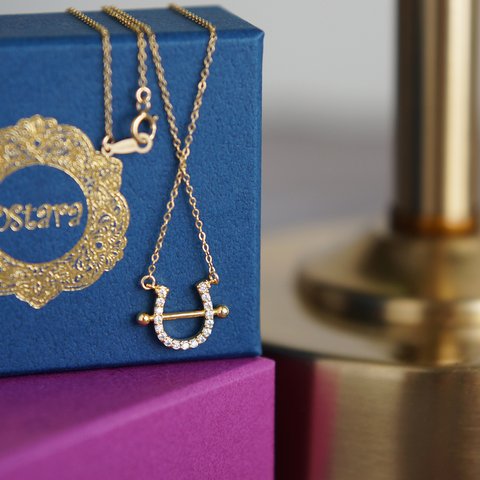 【14KGF】The Lyre CZ Necklace