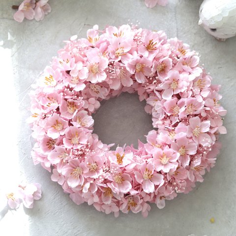 桜のリース〜プリザーブドフラワー　リース　結婚祝い　退職祝い　卒業祝い　誕生日　引越し祝い　母の日