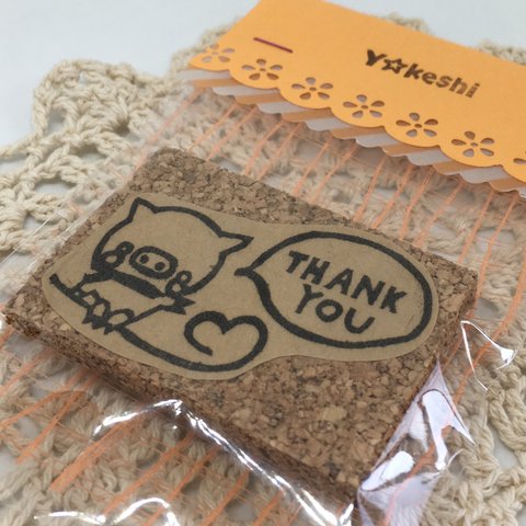 85.ブタのTHANK YOU…消しゴムはんこ