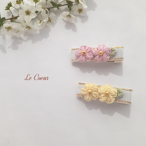 ベビーヘアクリップ　お花　2色展開