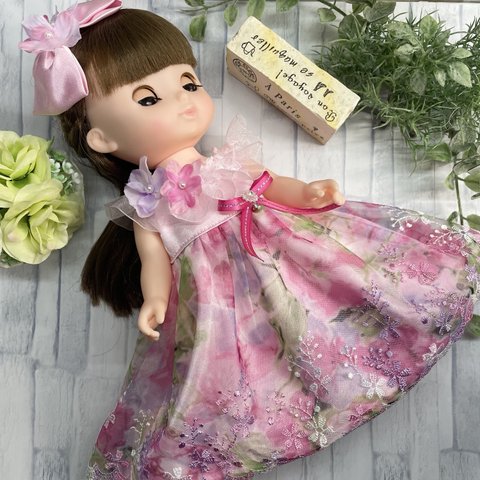 ソランちゃん♡レミンちゃん♡ピンクフラワープリントドレス2点セット#302