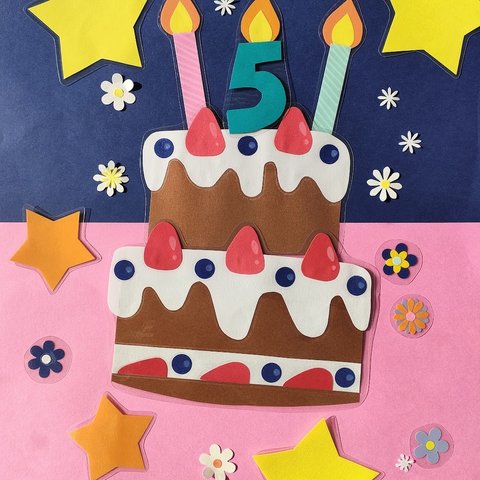 ★ラミネート　バースデーケーキ　チョコレートケーキ　　誕生日　壁面　飾り　～おいしいケーキでお祝いしよう♪～　いちご　ブルーベリー　蝋燭　チョコ
