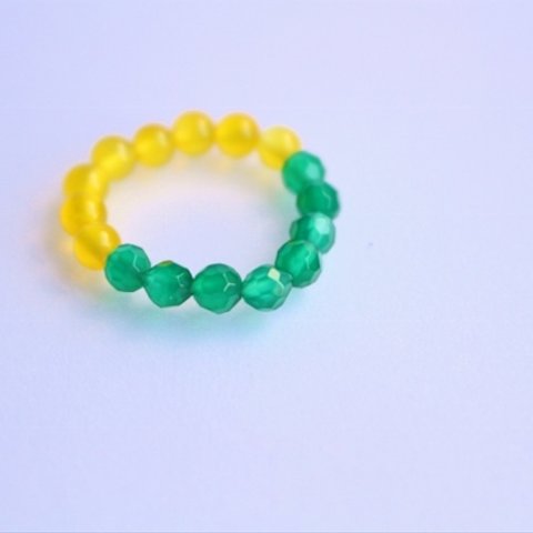 Greenメノウ×ハニーカラージェイド　Half　Ring