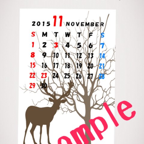 11月 カレンダー 写真Lサイズ※送料込み