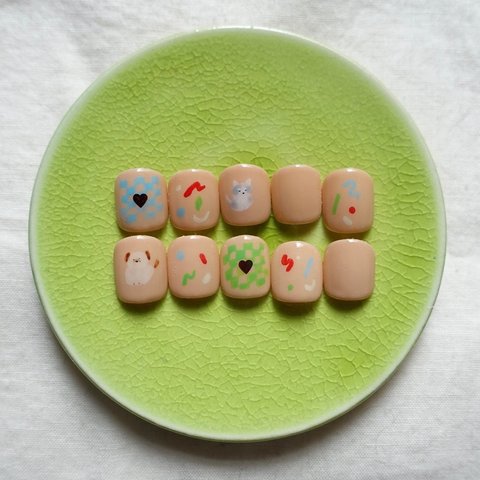 nail tip dog /北欧ネイル/カジュアルネイル/ショートネイル