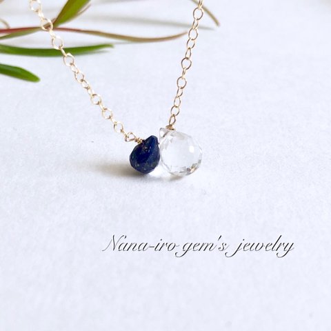 14kgf crystal × lapis necklace 