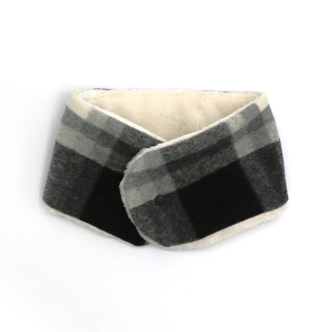 【再販】BABY/KIDS Organic Cotton Fur Black Check Neck Warmer オーガニックコットン ファー ネックウォーマー チェック