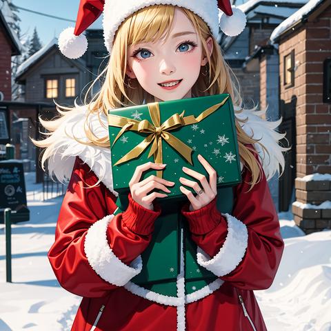 クリスマスカード　CHRISTMAS CARD　女性サンタクロース