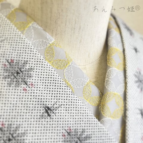 綿の刺繍半衿　七宝 -潤色-