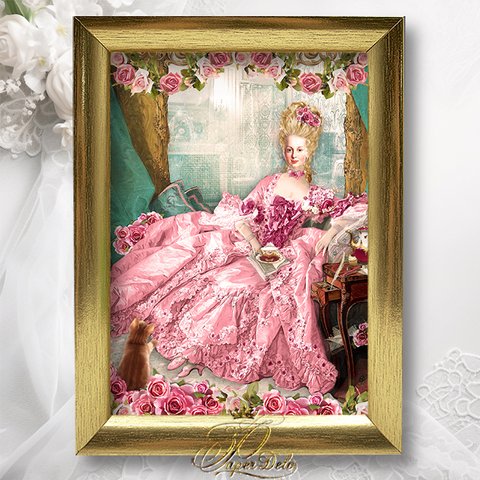 マリーアントワネット★くつろぎのひと時★額付アートプリント★ロココ・ヴィクトリアン Marie Antoinette Art Print