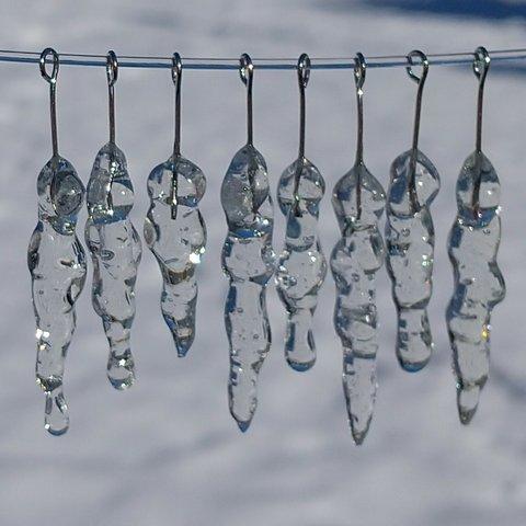 ❄️～冬の輝き～❄️透明氷柱(つらら)のピアス・ノンホールピアス