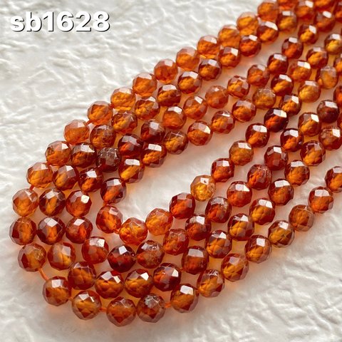 オレンジガーネット ヘソナイト 3.5ミリ カット ビーズ 連 sb1628