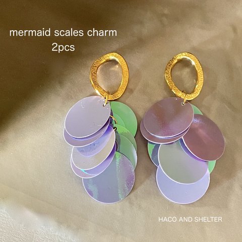 2pcs☆mermaid scales charm・sumire（スパンコールチャーム）