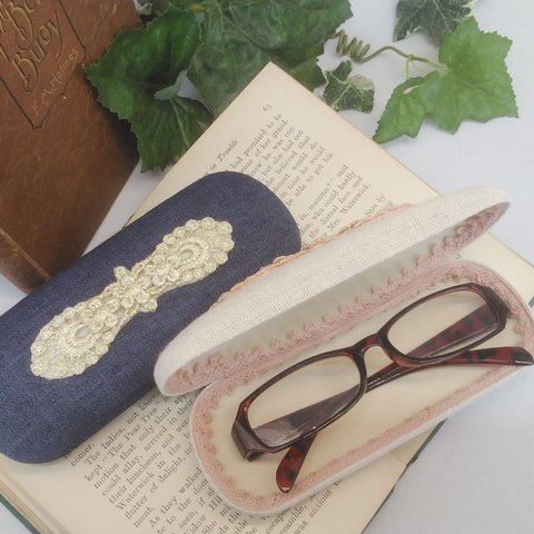 ✴アクセサリーな👓眼鏡ケース（jeans・beige）