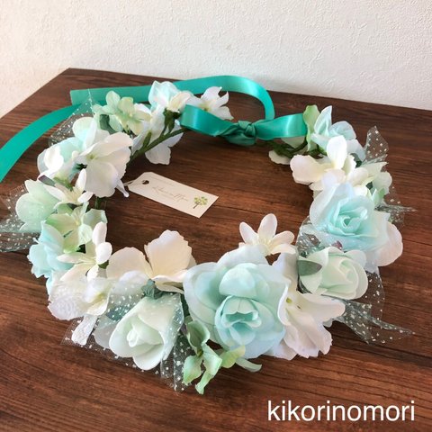 Sweet mint green♡花かんむり 髪飾り　ウエディング　ビーチフォト