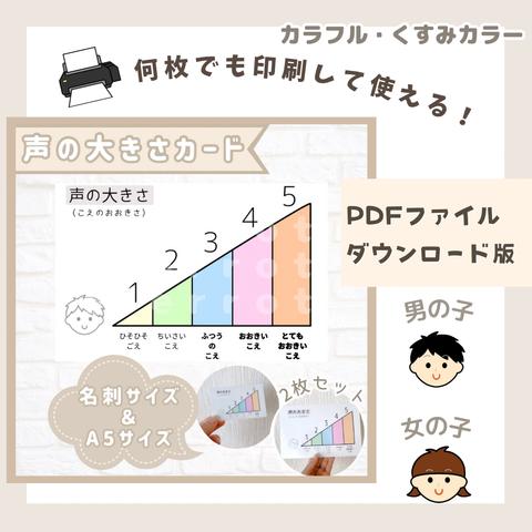 【データ販売】声の大きさカード　2枚セット　視覚支援